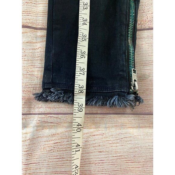 RtA Women's Distressed Raw Hem Faux Zip Jeggings - Medium - Picture 5 of 13